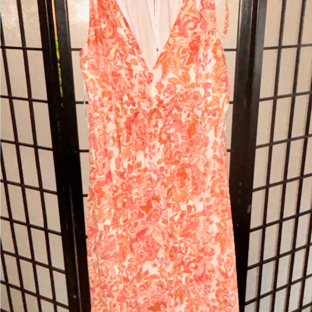 Elegant Floral Orange Dress